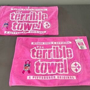 2 NWT Breast Cancer Awareness Pittsburgh Steelers Terrible Towels Pink